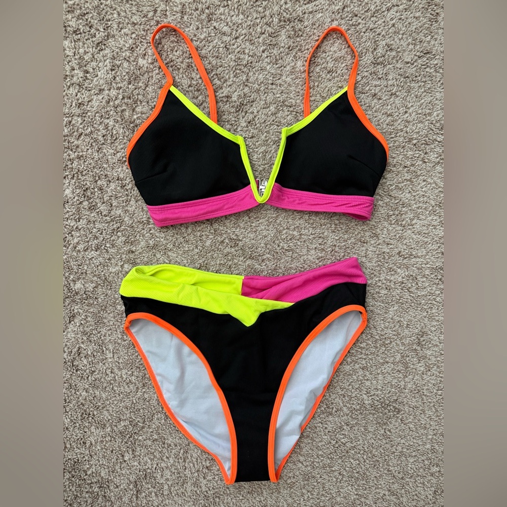 Neon Colorblock Bikini Set - Picture 4 of 8